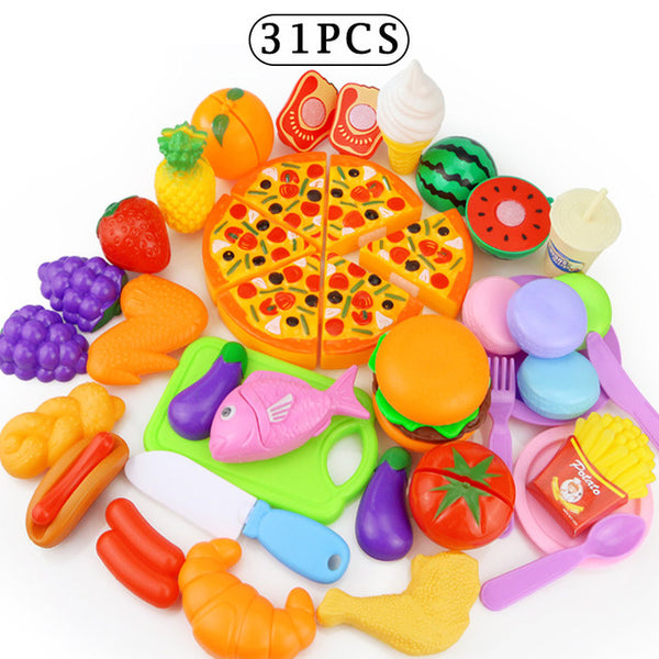 12-31PCS Cutting Fruit Vegetable Food Pretend Play Do House Toy Children's Kitchen Kawaii