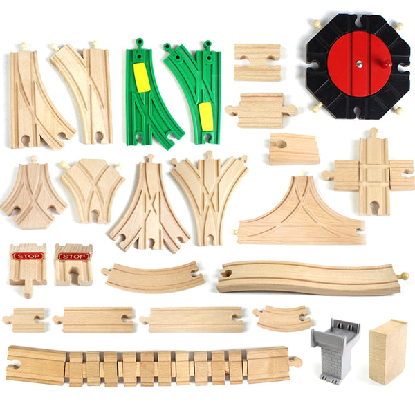 DIY Wooden Railway Track Toy Universal Accessories Competible